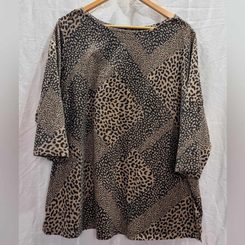 Jessica London Leopard-Print Tunic in Beige and Black
